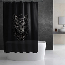 Шторка для душа Чёрный готический кот, цвет: 3D-принт — фото 2