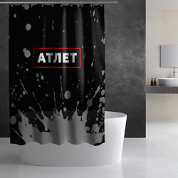 Шторка для душа Атлет - в рамке красного цвета, цвет: 3D-принт — фото 2