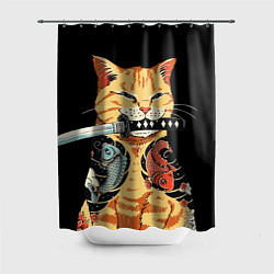 Шторка для душа Yakuza tattoo cat, цвет: 3D-принт