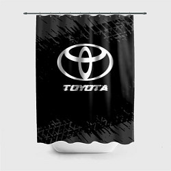 Шторка для душа Toyota speed на темном фоне со следами шин, цвет: 3D-принт