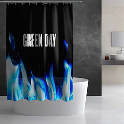 Шторка для душа Green Day blue fire, цвет: 3D-принт — фото 2