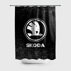 Шторка для душа Skoda с потертостями на темном фоне, цвет: 3D-принт