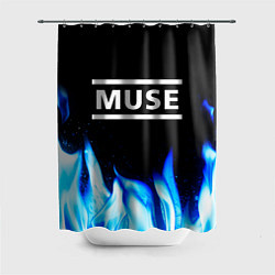 Шторка для душа Muse blue fire, цвет: 3D-принт