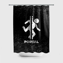 Шторка для душа Portal с потертостями на темном фоне, цвет: 3D-принт