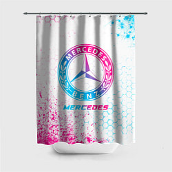 Шторка для душа Mercedes neon gradient style, цвет: 3D-принт