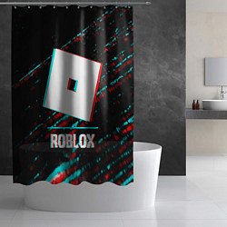Шторка для душа Roblox в стиле glitch и баги графики на темном фон, цвет: 3D-принт — фото 2
