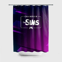 Шторка для душа The Sims gaming champion: рамка с лого и джойстико, цвет: 3D-принт
