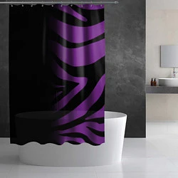 Шторка для душа Фиолетовый с черными полосками зебры, цвет: 3D-принт — фото 2