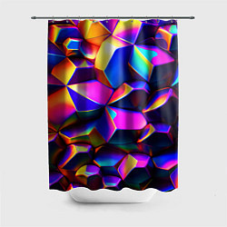 Шторка для душа Бензиновые неоновые кристаллы, цвет: 3D-принт