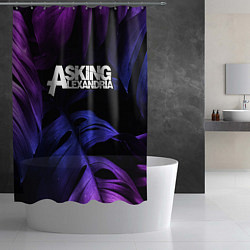 Шторка для душа Asking Alexandria neon monstera, цвет: 3D-принт — фото 2