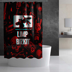 Шторка для душа Limp Bizkit rock glitch, цвет: 3D-принт — фото 2