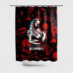 Шторка для душа Scorpions rock glitch, цвет: 3D-принт