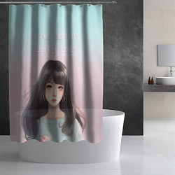 Шторка для душа Девушка аниме в пастельных оттенках, цвет: 3D-принт — фото 2