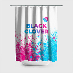 Шторка для душа Black Clover neon gradient style: символ сверху, цвет: 3D-принт