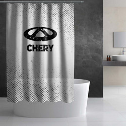 Шторка для душа Chery с потертостями на светлом фоне, цвет: 3D-принт — фото 2