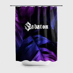 Шторка для душа Sabaton neon monstera, цвет: 3D-принт