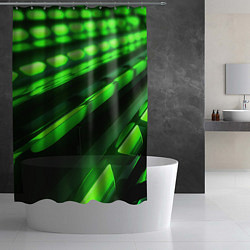Шторка для душа Green neon abstract, цвет: 3D-принт — фото 2