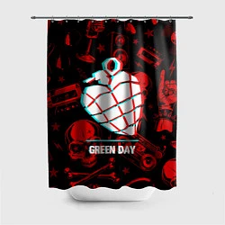 Шторка для душа Green Day rock glitch, цвет: 3D-принт