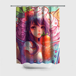 Шторка для душа Девушка с клубничным мороженым, цвет: 3D-принт
