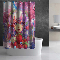 Шторка для душа Девушка с фиолетовыми волосами, цвет: 3D-принт — фото 2
