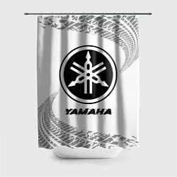 Шторка для душа Yamaha speed на светлом фоне со следами шин, цвет: 3D-принт