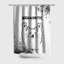 Шторка для душа Megadeth рок кот на светлом фоне, цвет: 3D-принт