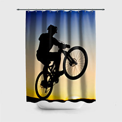 Шторка для душа Прыжок велосипедиста, цвет: 3D-принт