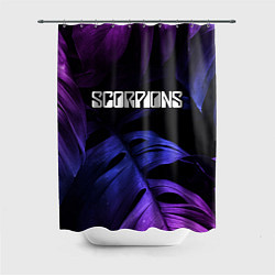 Шторка для душа Scorpions neon monstera, цвет: 3D-принт