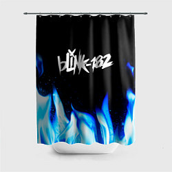 Шторка для душа Blink 182 blue fire, цвет: 3D-принт