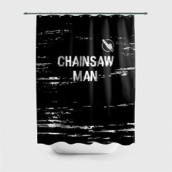 Шторка для душа Chainsaw Man glitch на темном фоне: символ сверху, цвет: 3D-принт