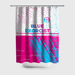 Шторка для ванной Blue Exorcist neon gradient style: символ сверху