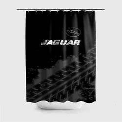 Шторка для душа Jaguar speed на темном фоне со следами шин: символ, цвет: 3D-принт