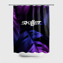 Шторка для душа Skillet neon monstera, цвет: 3D-принт