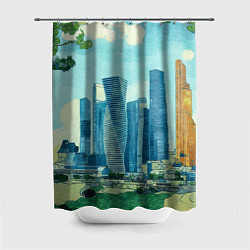 Шторка для душа Москва-сити Ван Гог, цвет: 3D-принт