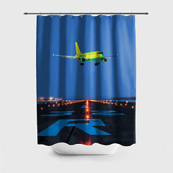 Шторка для душа S7 Боинг 737 над взлетной полосой, цвет: 3D-принт
