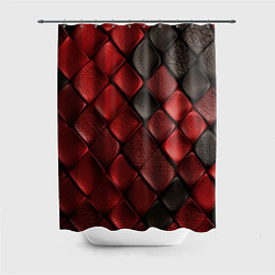 Шторка для душа Кожаная красно черная текстура, цвет: 3D-принт