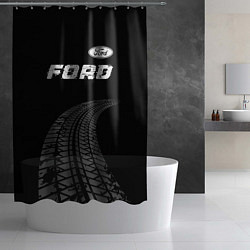 Шторка для душа Ford speed на темном фоне со следами шин: символ с, цвет: 3D-принт — фото 2