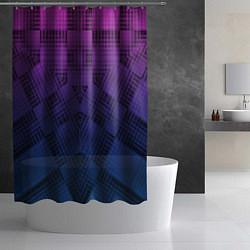 Шторка для душа Пурпурно-синий геометрический узор, цвет: 3D-принт — фото 2