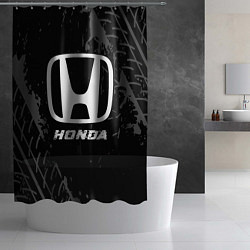 Шторка для душа Honda speed на темном фоне со следами шин, цвет: 3D-принт — фото 2