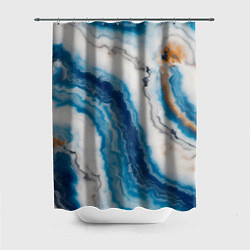 Шторка для душа Узор волна голубой океанический агат, цвет: 3D-принт