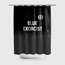 Шторка для душа Blue Exorcist glitch на темном фоне: символ сверху, цвет: 3D-принт