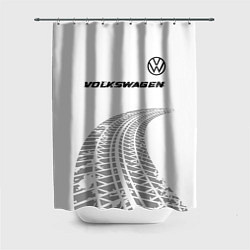 Шторка для душа Volkswagen speed на светлом фоне со следами шин: с, цвет: 3D-принт