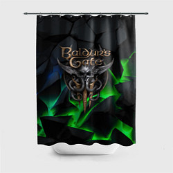 Шторка для душа Baldurs Gate 3 black blue neon, цвет: 3D-принт