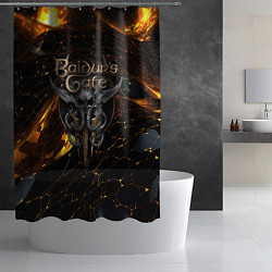 Шторка для душа Baldurs Gate 3 logo gold and black, цвет: 3D-принт — фото 2