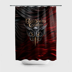 Шторка для душа Baldurs Gate 3 logo dark red black, цвет: 3D-принт