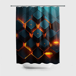 Шторка для душа Объемные кубы со светом, цвет: 3D-принт