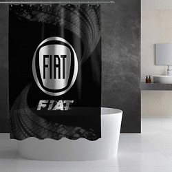 Шторка для душа Fiat speed на темном фоне со следами шин, цвет: 3D-принт — фото 2