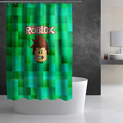 Шторка для душа Roblox head на пиксельном фоне, цвет: 3D-принт — фото 2