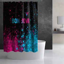 Шторка для душа Bon Jovi - neon gradient: символ сверху, цвет: 3D-принт — фото 2