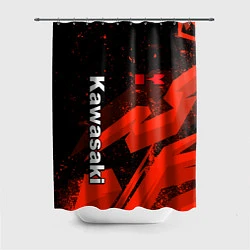 Шторка для душа Кавасаки - красные брызги, цвет: 3D-принт